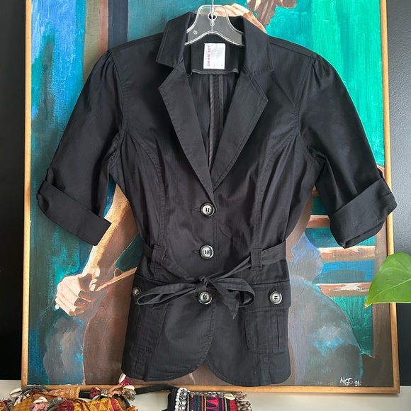 Smart Set Black Blazer with Belted Waist 9 - Picture 1 of 14